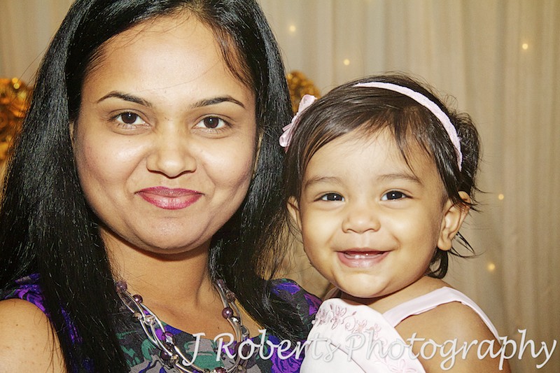 Mother and her little one year old daughter at her party - party photography sydney